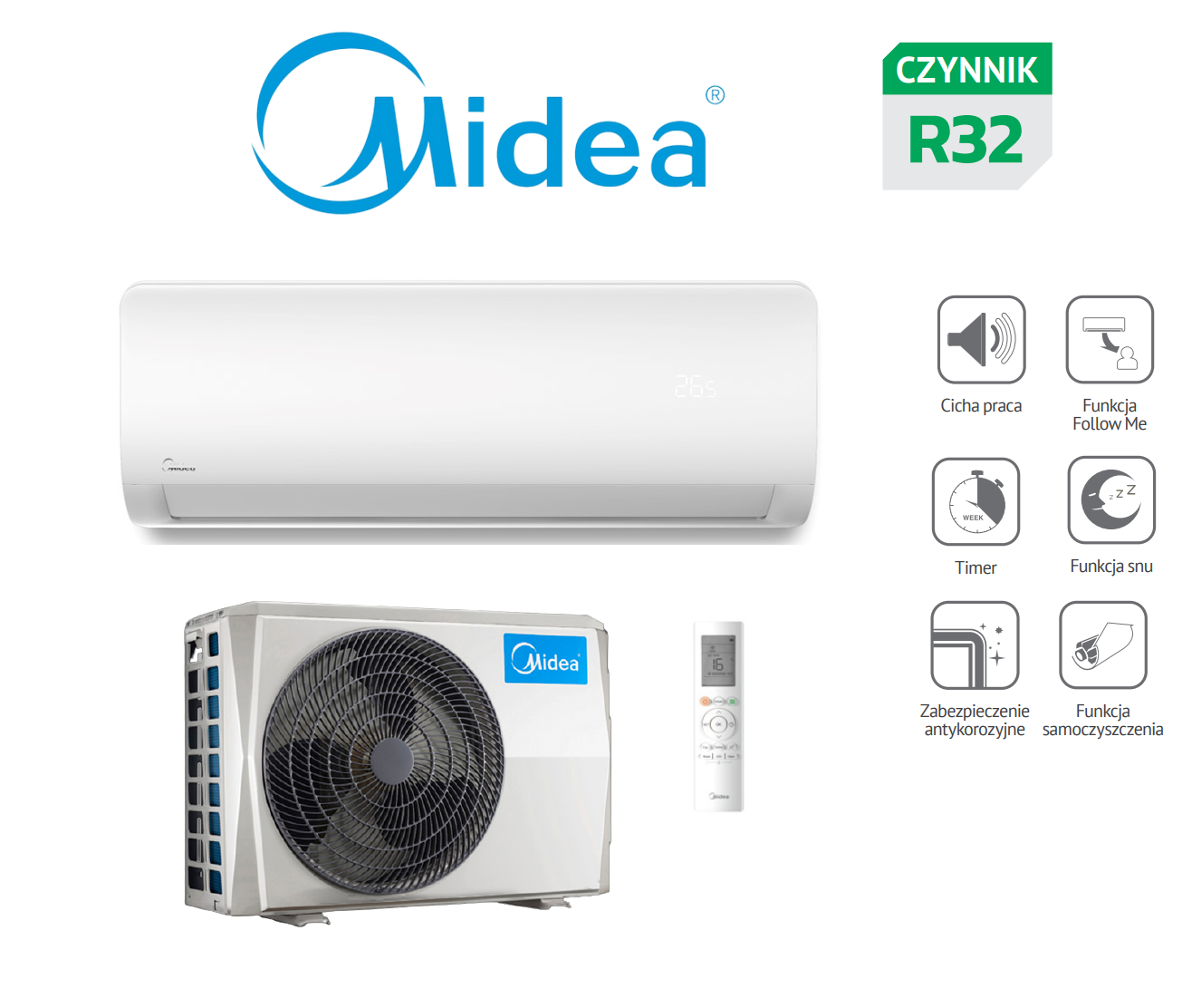 Klimatyzator ścienny Midea XTREME SAVE WARMER 3,5kW Pompa ciepła powietrze - powietrze