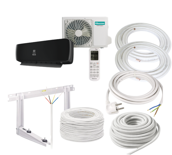 Klimatyzator ścienny Hisense Apple Pie Pro 5,0kW + zestaw 5w1 Pompa ciepła powietrze - powietrze